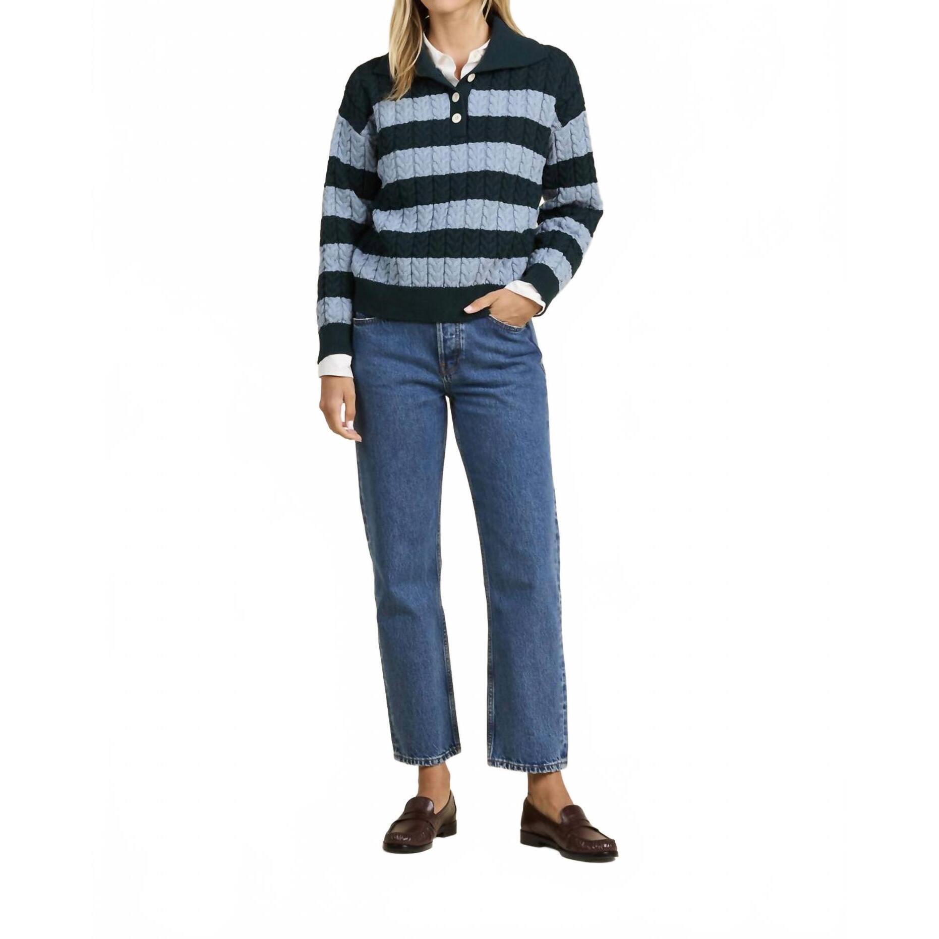 New Trovata Shelby Sweater Top In Green Stripe